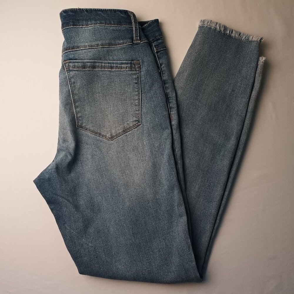 Buffalo Womens Jess Rip & Repair Mid Rise Skinny Jeans Size 6/28 Blue Distressed